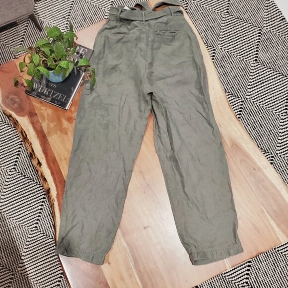 ARITZIA WILFRED "Jallade" Linen Tie Waist Trousers In Sage Green - Picture 7 of 13